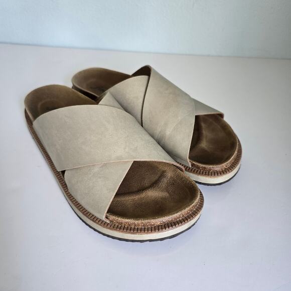 Free People Sidelines Crossover Slide Sandals 7.5 Dove Gray Beach Summer Comfort - Picture 3 of 9